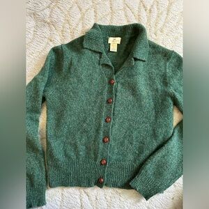 RARE vintage Limited 100% wool Cardigan with leather buttons